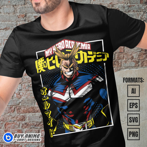 Premium All Might My Hero Academia Anime Vector T-shirt Design Template #9