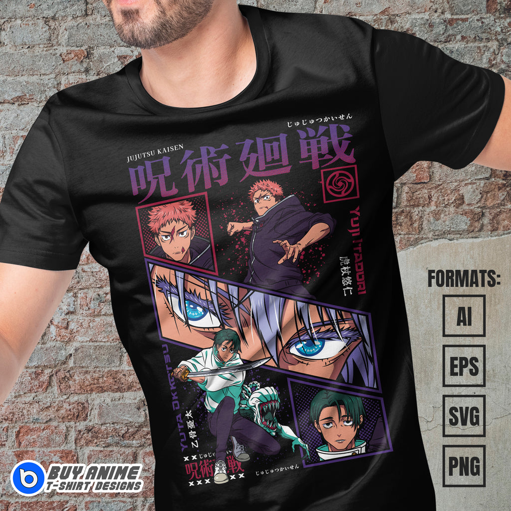 Premium Yuta x Itadori Jujutsu Kaisen Anime Vector T-shirt Design Template