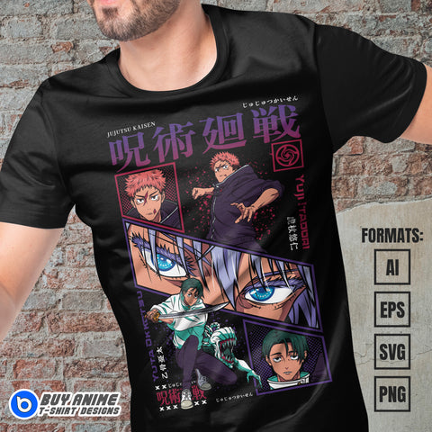 Premium Yuta x Itadori Jujutsu Kaisen Anime Vector T-shirt Design Template