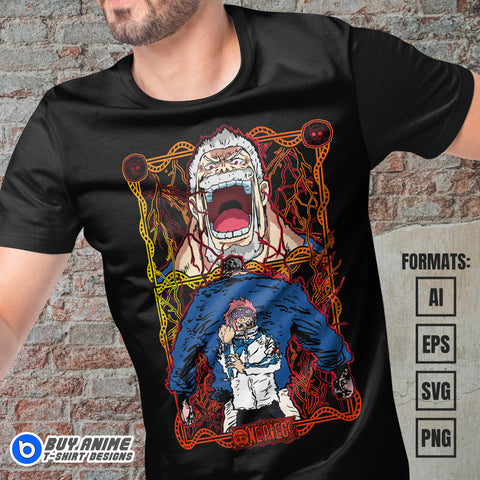 Premium Monkey D Garp One Piece Anime Vector T-shirt Design Template #3