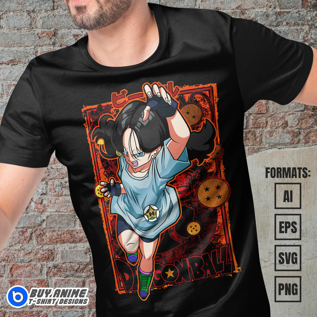 Premium Videl Dragon Ball Anime Vector T-shirt Design Template #3