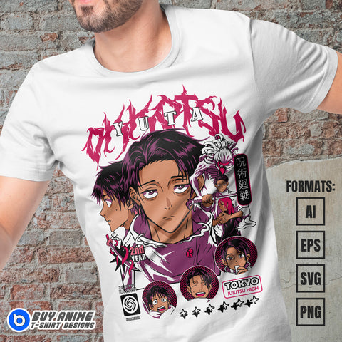 Premium Yuta Jujutsu Kaisen Anime Vector T-shirt Design Template #6