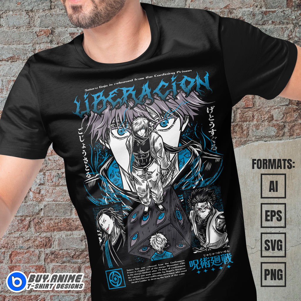 Premium Satoru Gojo Jujutsu Kaisen Anime Vector T-shirt Design Template #27