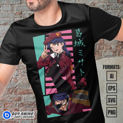 Premium Misato Neon Genesis Evangelion Anime Vector T-shirt Design Template #5
