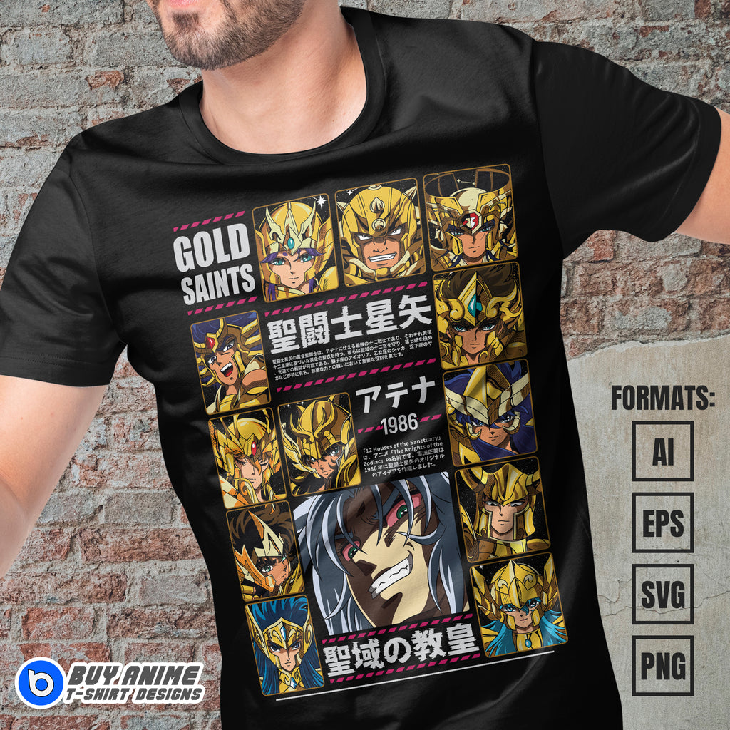 Premium Saint Seiya Anime Vector T-shirt Design Template #6