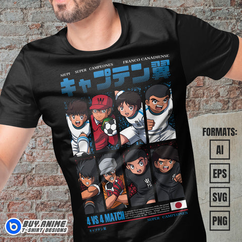 Premium Captain Tsubasa Anime Vector T-shirt Design Template #3