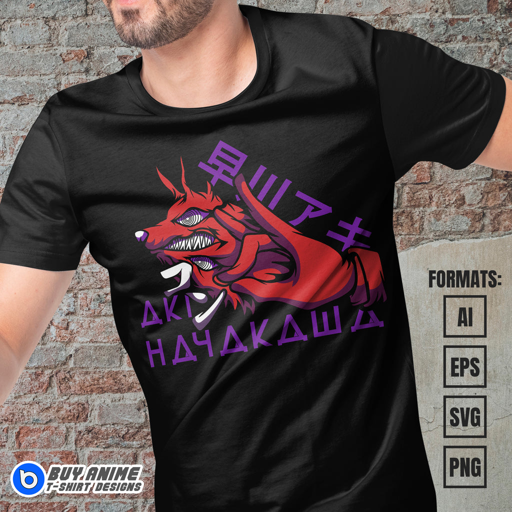Premium Aki Hayakawa Chainsaw Man Anime Vector T-shirt Design Template #5