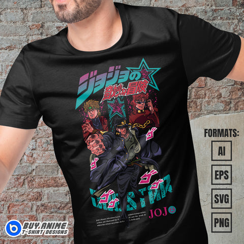 Premium Jojo's Bizarre Adventure Anime Vector T-shirt Design Template #5
