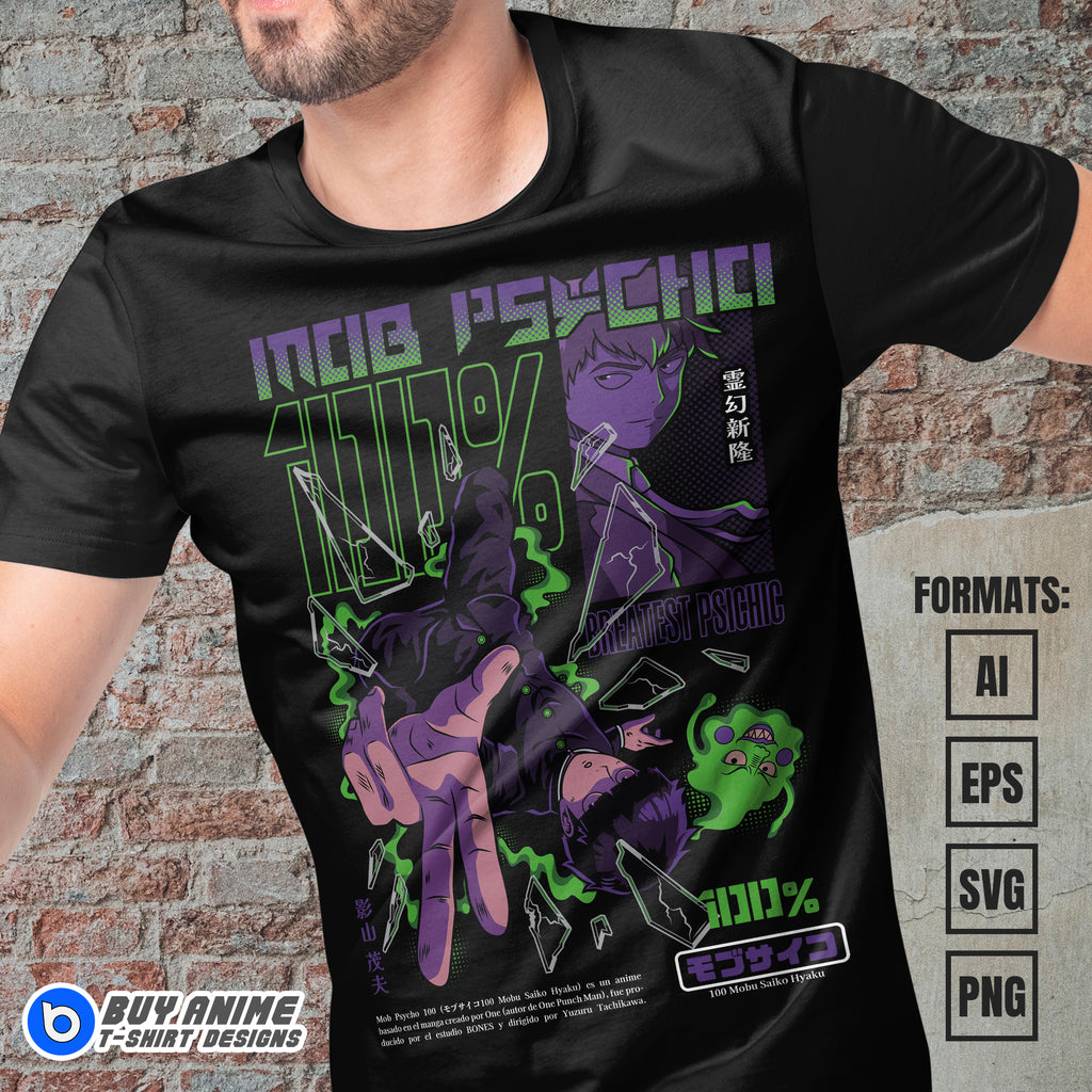 Premium Mob Psycho 100 Anime Vector T-shirt Design Template #8