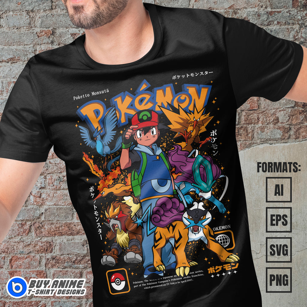 Premium Pokemon Anime Vector T-shirt Design Template #8