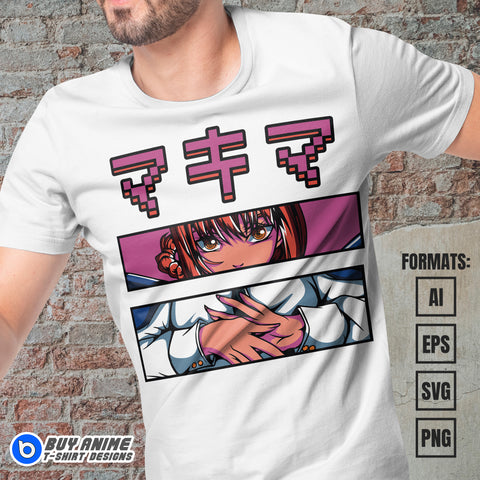 Premium Makima Chainsaw Man Anime Vector T-shirt Design Template #7