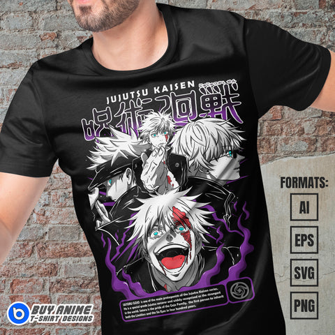 Premium Satoru Gojo Jujutsu Kaisen Anime Vector T-shirt Design Template #28