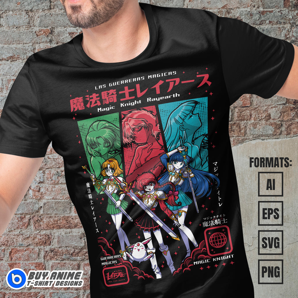 Premium Magic Knight Rayearth Anime Vector T-shirt Design Template