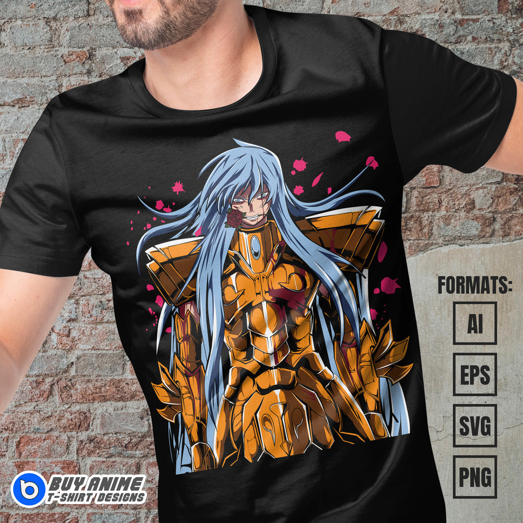 Premium Pisces Albafica Saint Seiya Anime Vector T-shirt Design Template