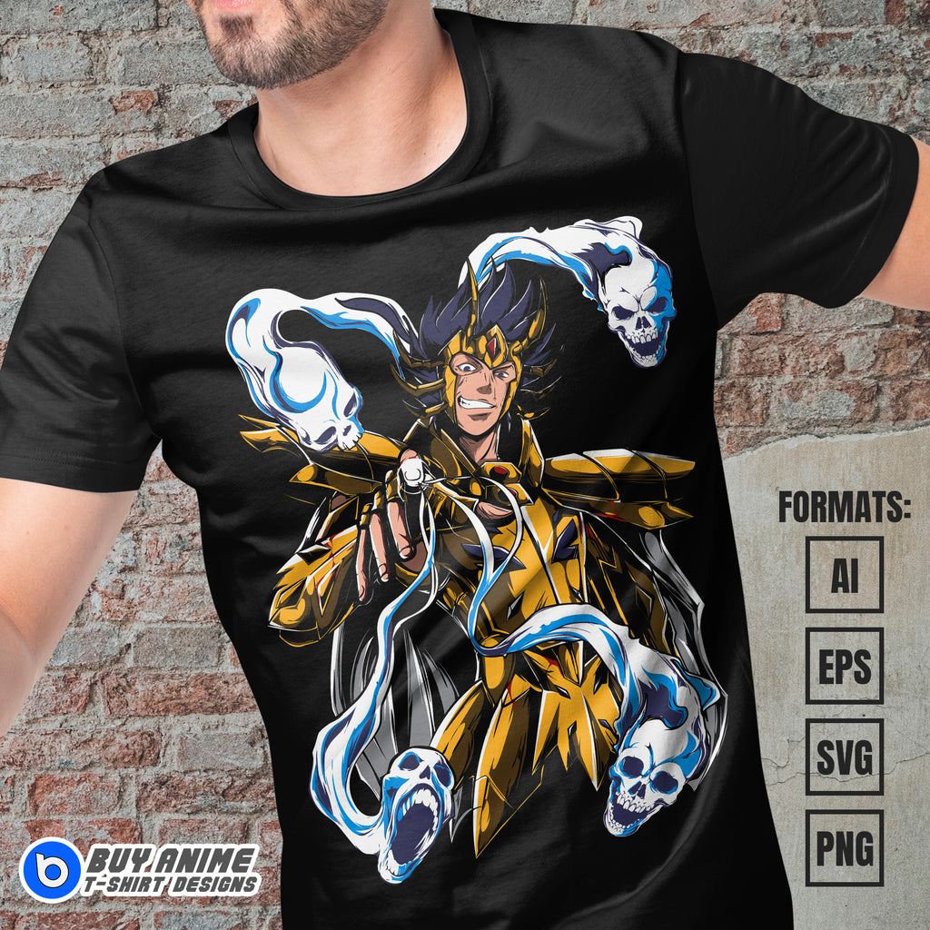Premium Cancer Deathmask Saint Seiya Anime Vector T-shirt Design Template