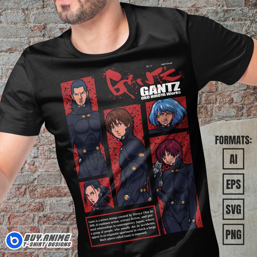 Premium Gantz Anime Vector T-shirt Design Template
