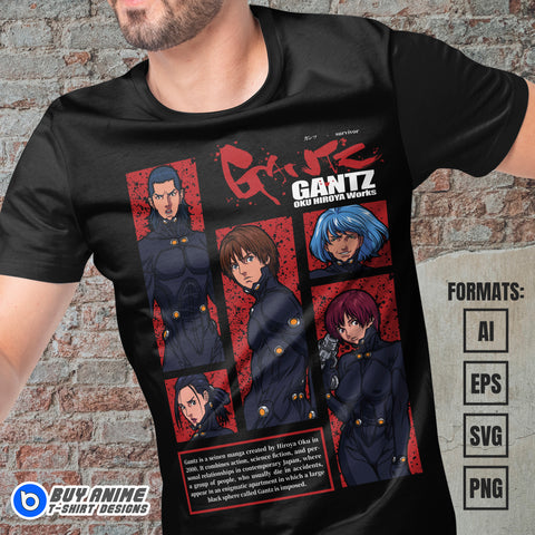 Premium Gantz Anime Vector T-shirt Design Template