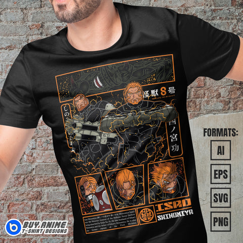 Premium Isao Shinomiya Kaiju No. 8 Anime Vector T-shirt Design Template