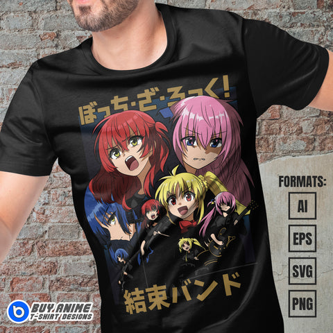 Premium Bocchi The Rock Anime Vector T-shirt Design Template #3