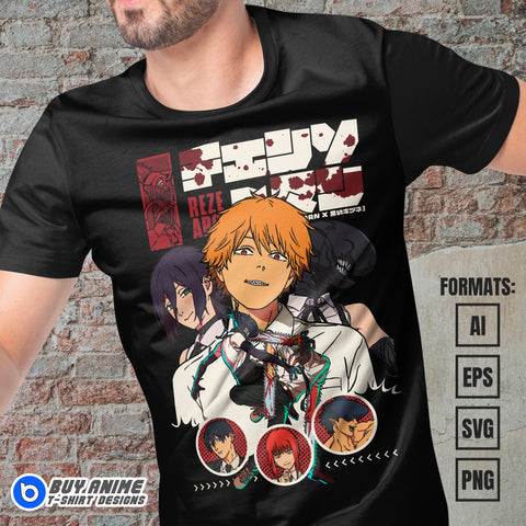 Premium Chainsaw Man Anime Vector T-shirt Design Template #41