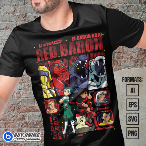 Premium Red Baron Anime Vector T-shirt Design Template