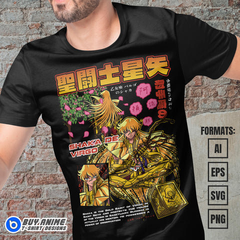 Premium Virgo Shaka Saint Seiya Anime Vector T-shirt Design Template #2