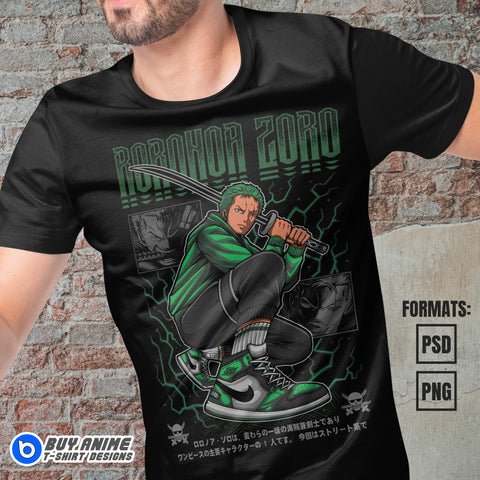 Premium Roronoa Zoro One Piece Vector T-shirt Design Template #7