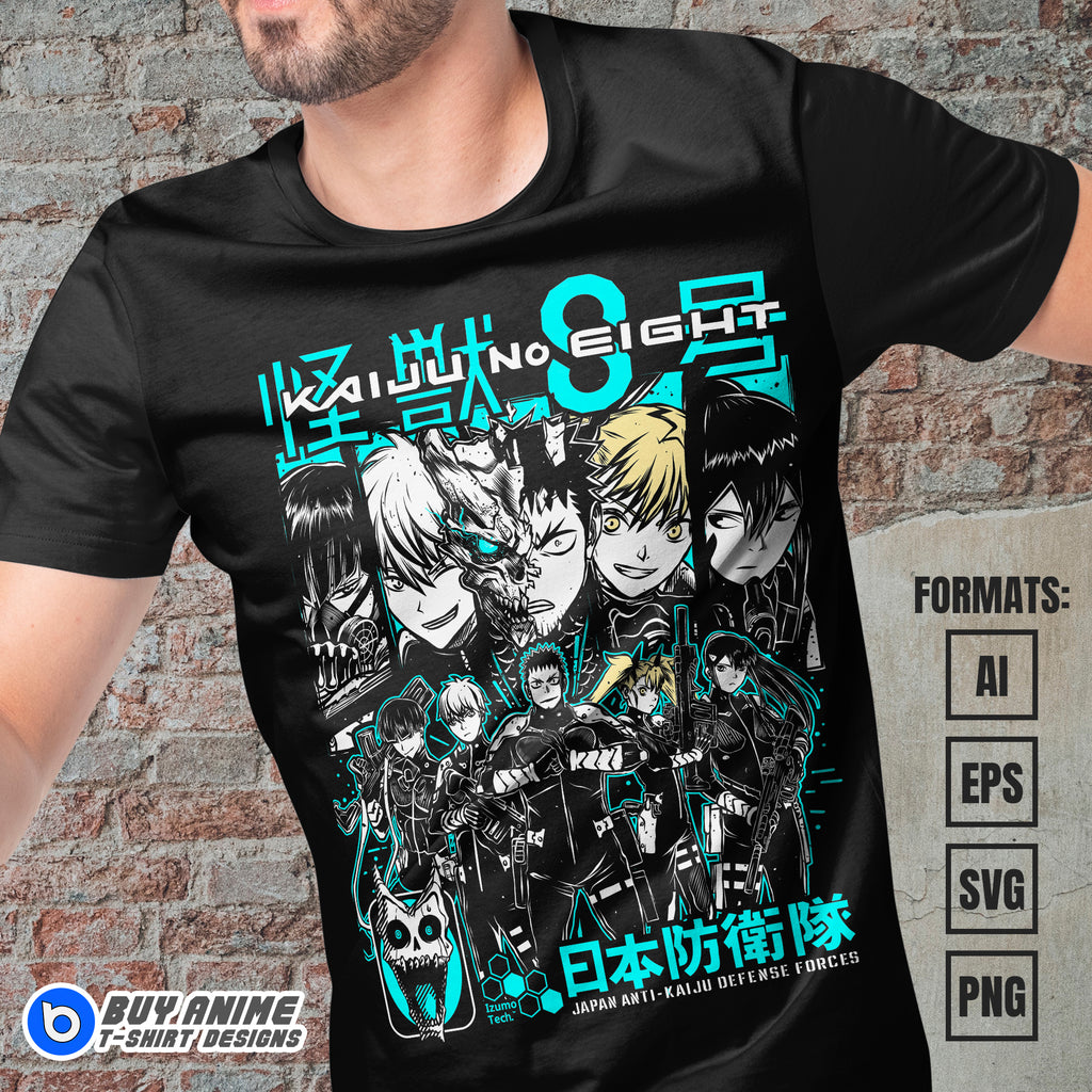 Premium Kaiju No. 8 Anime Vector T-shirt Design Template #8