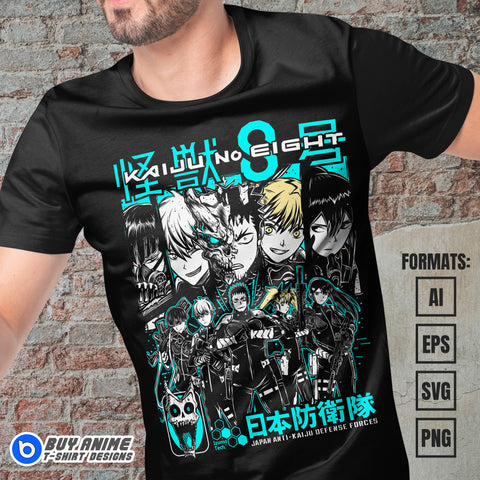 Premium Kaiju No. 8 Anime Vector T-shirt Design Template #8
