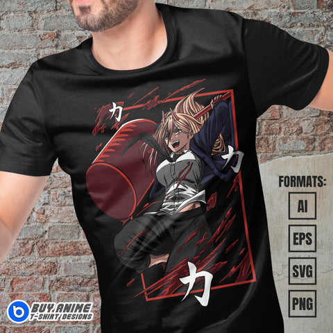 Premium Chainsaw Man Anime Vector T-shirt Design Template #8