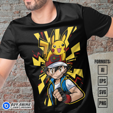 Premium Pokemon Anime Vector T-shirt Design Template #3