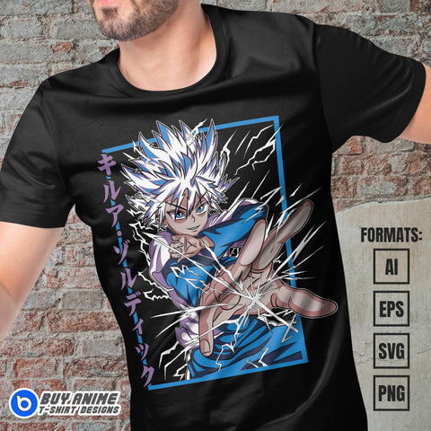 Premium Killua Hunter x Hunter Anime Vector T-shirt Design Template #2