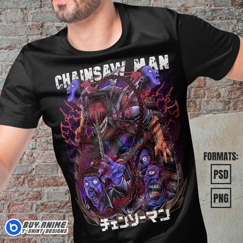 Premium Chainsaw Man Anime Vector T-shirt Design Template #9