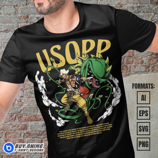 Premium Usopp One Piece Anime Vector T-shirt Design Template – www ...