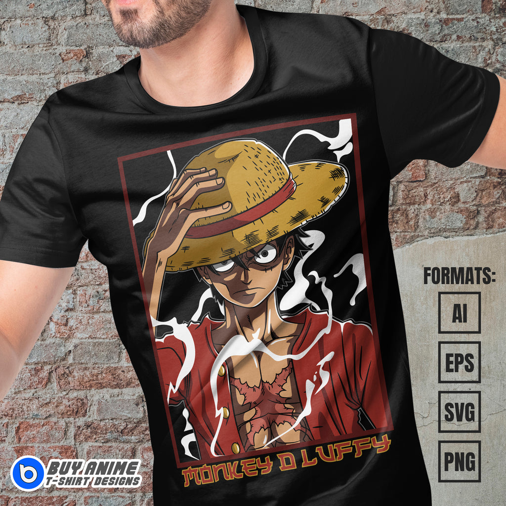 Premium Luffy One Piece Anime Vector T-shirt Design Template #7