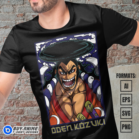 Premium Kozuki Oden One Piece Anime Vector T-shirt Design Template