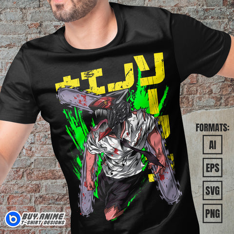 Premium Chainsaw Man Anime Vector T-shirt Design Template #11