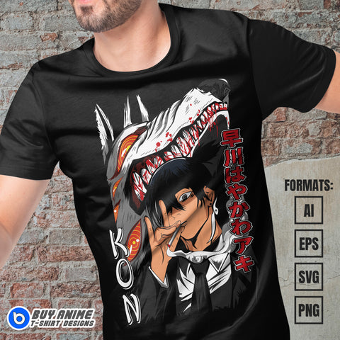 Premium Aki x Kon Chainsaw Man Anime Vector T-shirt Design Template