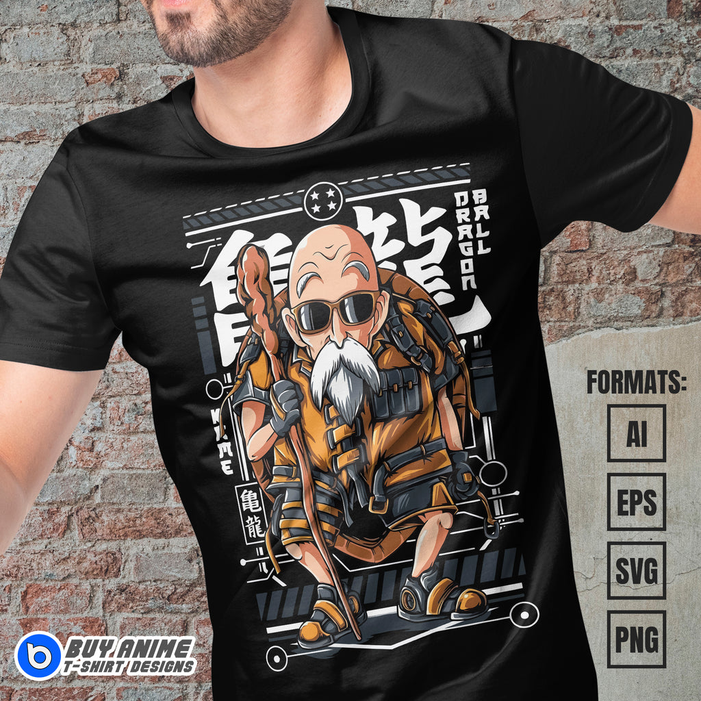 Premium Roshi Dragon Ball Anime Vector T-shirt Design Template