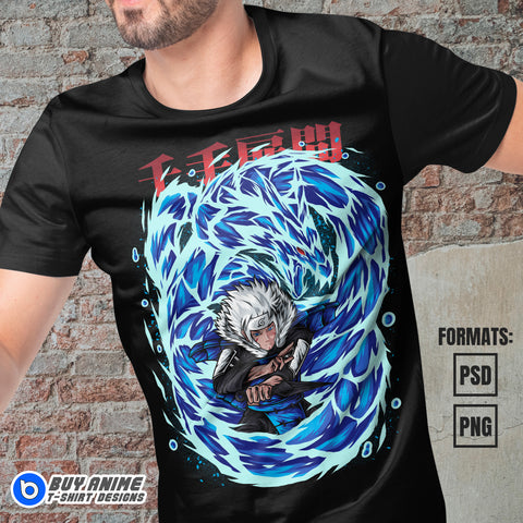 Premium Tobirama Senju Naruto Anime Vector T-shirt Design Template