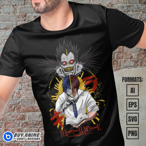 Premium Death Note Anime Vector T-shirt Design Template