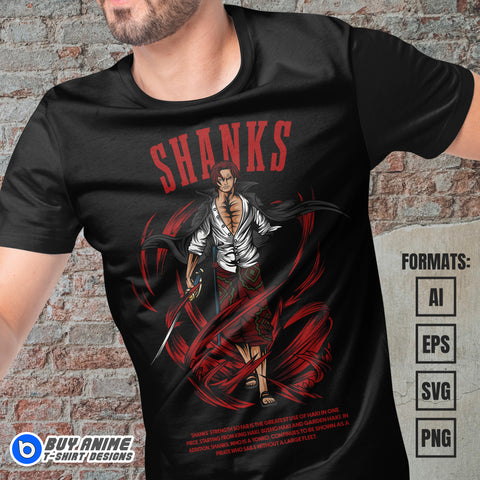 Premium Shanks One Piece Anime Vector T-shirt Design Template #2