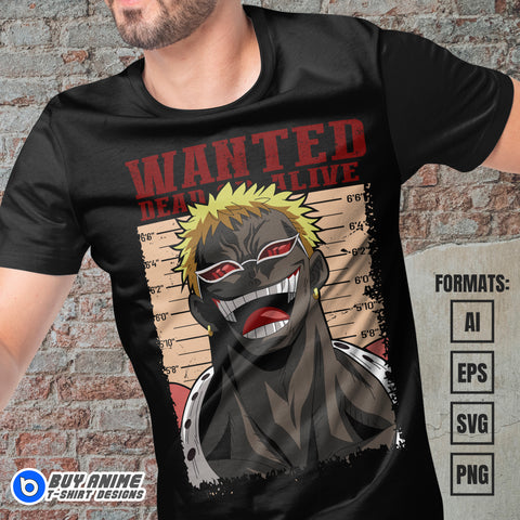Premium Doflamingo One Piece Anime Vector T-shirt Design Template #2