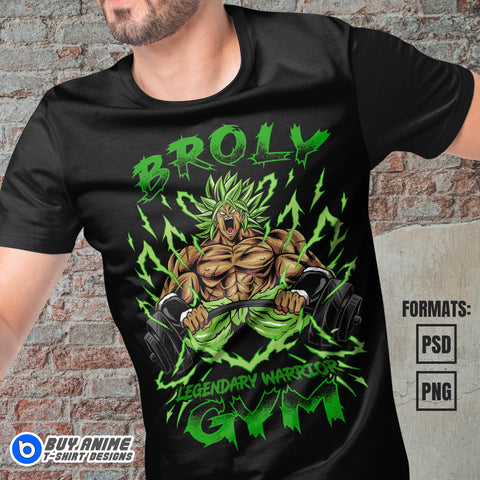 Premium Broly Dragon Ball Anime Vector T-shirt Design Template #2