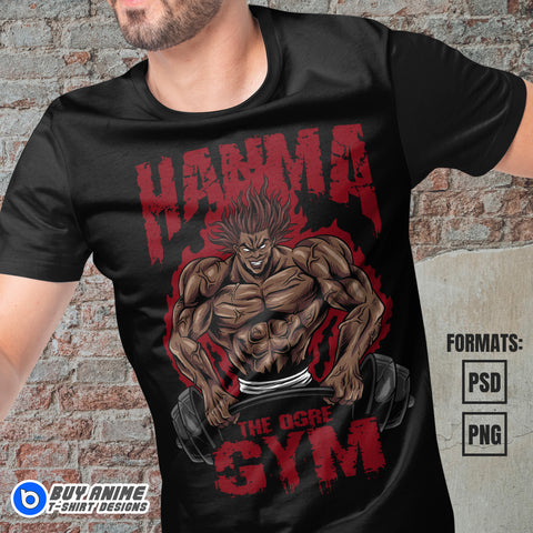 Premium Yujiro Hanma Baki The Grappler Vector T-shirt Design Template