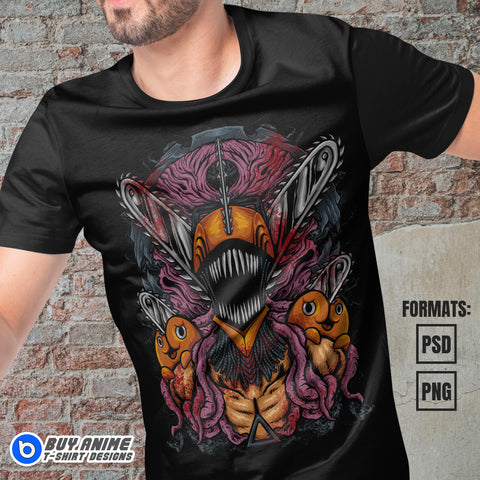 Premium Chainsaw Man Anime Vector T-shirt Design Template #15