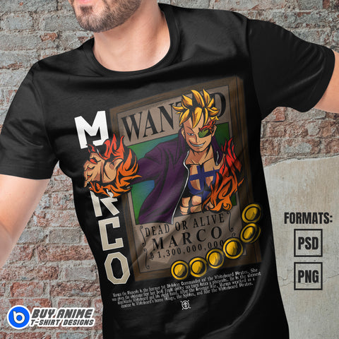 Premium Marco One Piece Anime Vector T-shirt Design Template #2