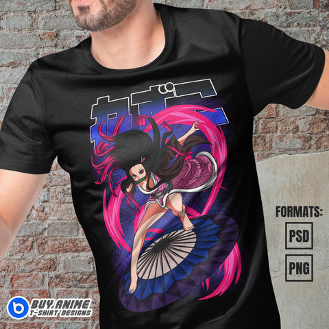 Premium Nezuko Kamado Demon Slayer Anime Vector T-shirt Design Template #3