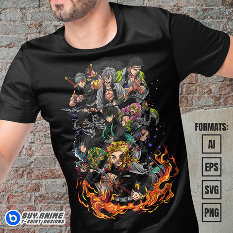 Premium Demon Slayer Anime Vector T-shirt Design Template #3