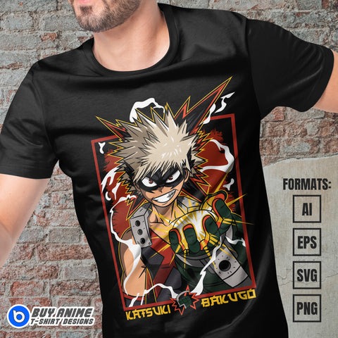 Premium Katsuki Bakugo My Hero Academia Anime Vector T-shirt Design Template #2